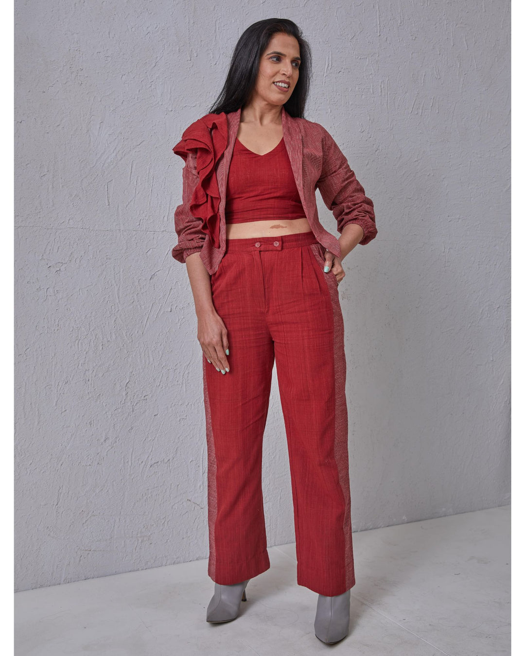 Red Arani Co-ord Set