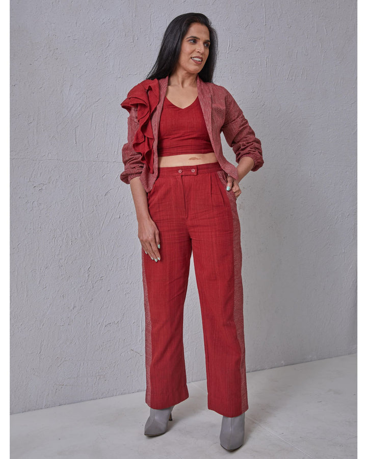 Red Arani Co-ord Set