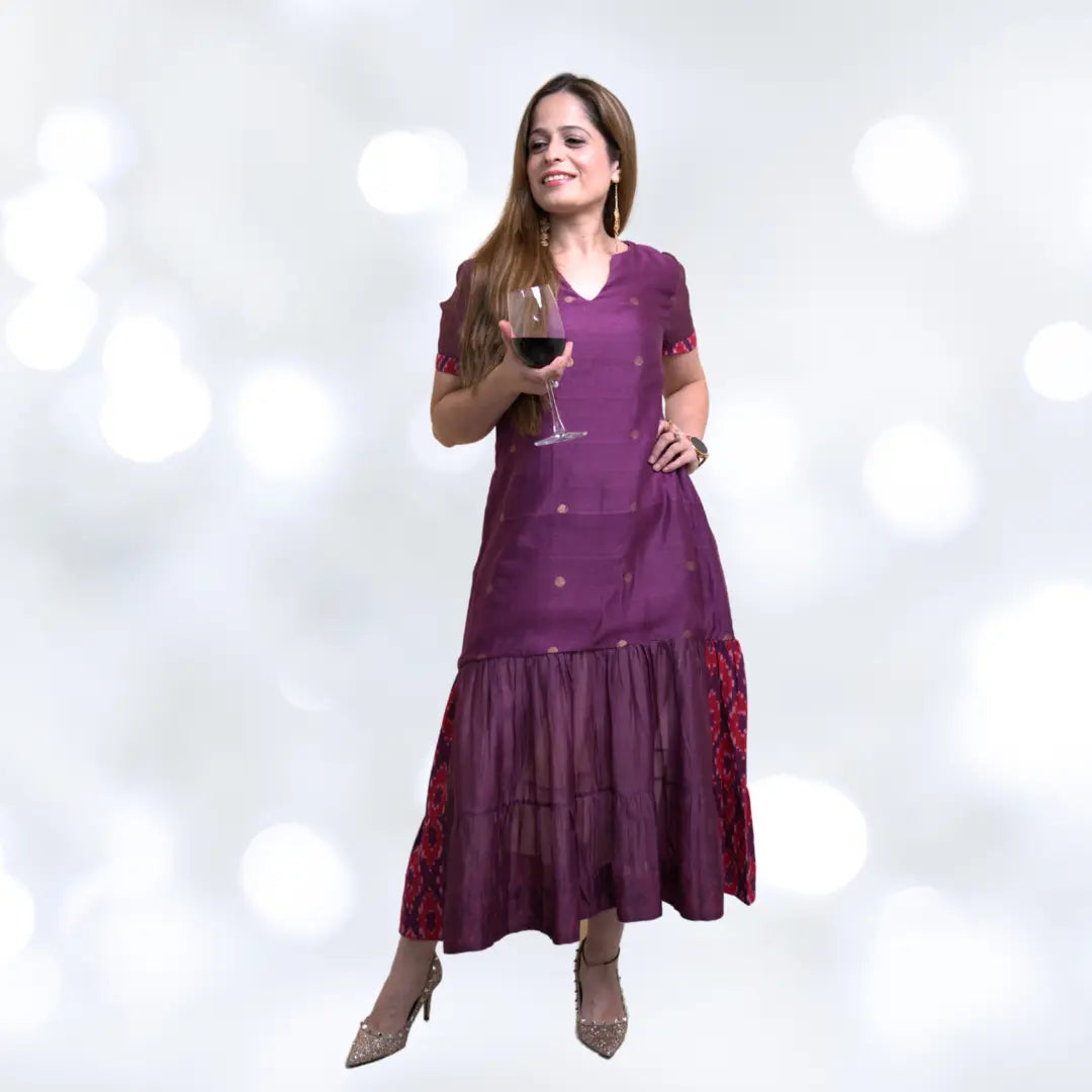purple ikat cotton maxi dress
