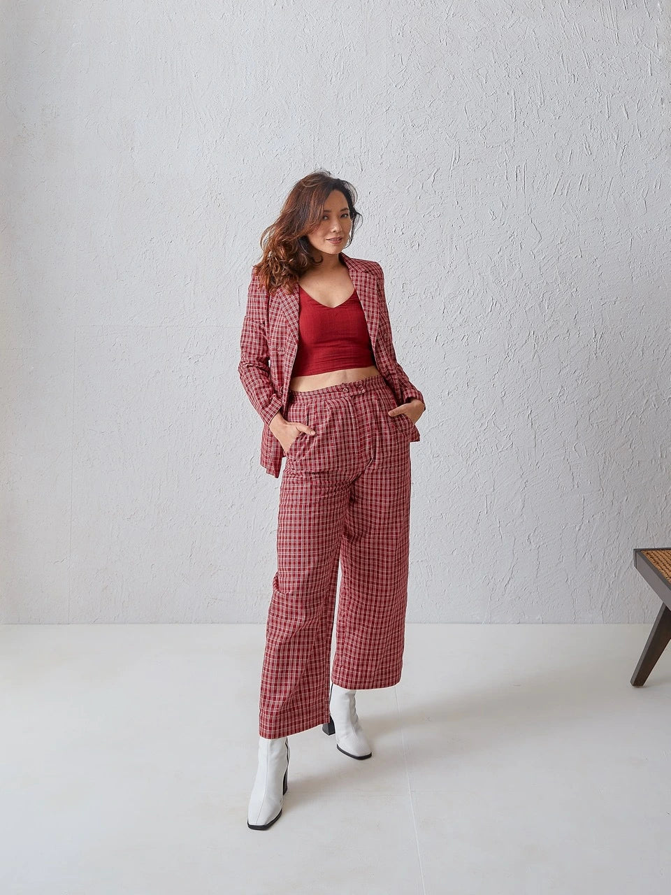 handwoven Red Co ord set  for women